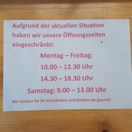 Eingeschränke Öffnungszeiten im Weltladen